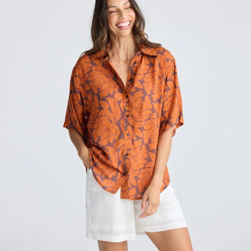 Playa Shirt Tuscan Palm Print