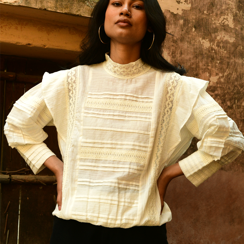Primrose White Blouse Azure & Indigo