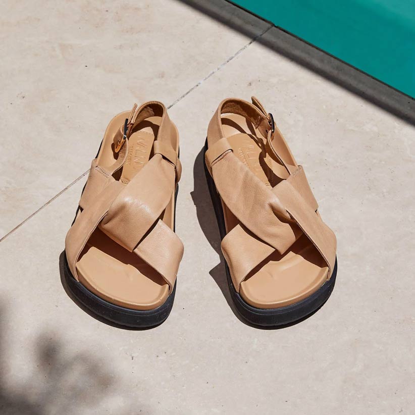 Walnut Mya Leather Sandle