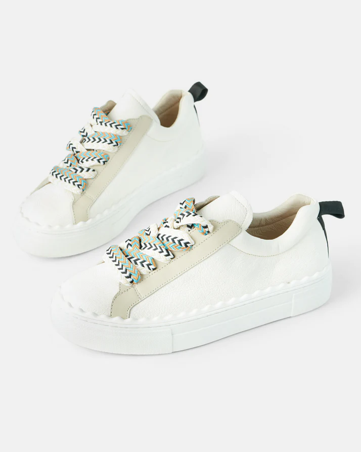 Walnut Hut Women's Leather Sneaker - White