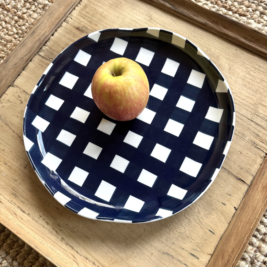 Noss&Co Navy Gingham Plate