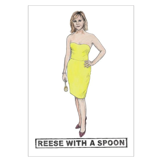 Card Rees with a spoon