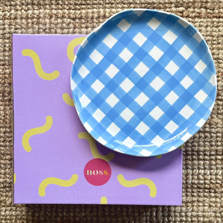 Noss&Co Navy Cornflower Gingham Plate
