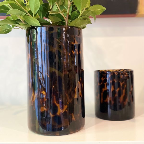 Tortoise Shell Glass Vase