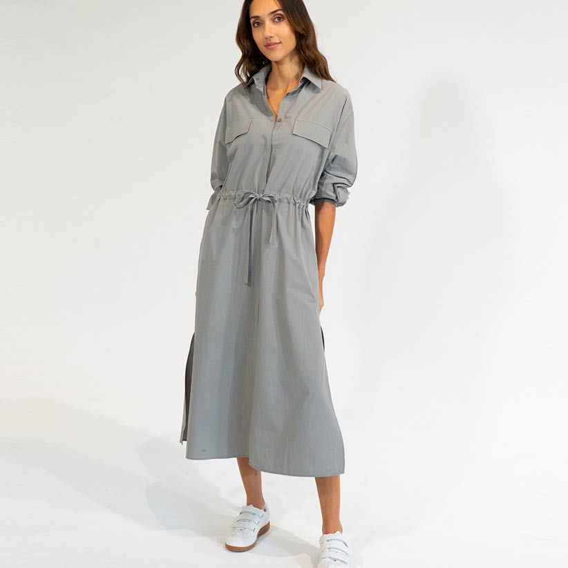 Elms + King Daytona Shirt Dress Khaki