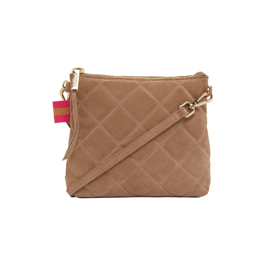 Arlington Milne Alexis Crossbody Quilted Fawn Suede